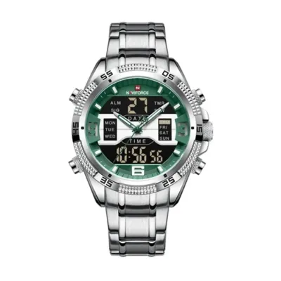NAVIFORCE NF9201 Men's Watch Alloy Dial Analog LCD Digital Display Sport Waterproof Quartz Wristwatch Date Chronograph Luminous Clock