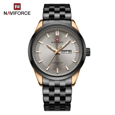 NAVIFORCE NF9203 Classic Quartz Calendar Style Stainless Steel Business Men Wrist Watch High Quality Waterproof Man Clock