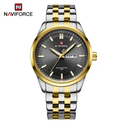 NAVIFORCE NF9203 Classic Quartz Calendar Style Stainless Steel Business Men Wrist Watch High Quality Waterproof Man Clock