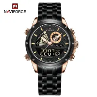 NAVIFORCE NF9205 Stainless Steel Style Menâ€™s Sports Watch Dual Display Dial Waterproof Luminous Watch