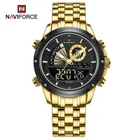NAVIFORCE NF9205 Stainless Steel Style Menâ€™s Sports Watch Dual Display Dial Waterproof Luminous Watch