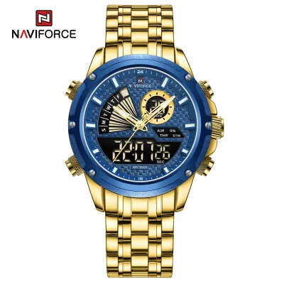 NAVIFORCE NF9205 Stainless Steel Style Men’s Sports Watch Dual Display Dial Waterproof Luminous Watch