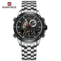 NAVIFORCE NF9205 Stainless Steel Style Menâ€™s Sports Watch Dual Display Dial Waterproof Luminous Watch