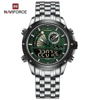 NAVIFORCE NF9205 Stainless Steel Style Menâ€™s Sports Watch Dual Display Dial Waterproof Luminous Watch