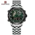 NAVIFORCE NF9205 Stainless Steel Style Menâ€™s Sports Watch Dual Display Dial Waterproof Luminous Watch