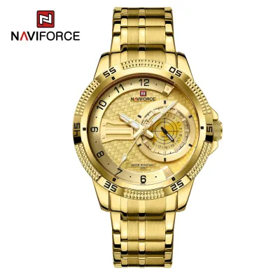 NAVIFORCE NF9206 men quartz watch stylish stainless steel strap Waterproof date display Minimalist business watch