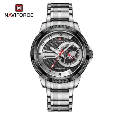 NAVIFORCE NF9206 men quartz watch stylish stainless steel strap Waterproof date display Minimalist business watch