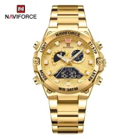NAVIFORCE NF9207 Watches Stainless Steel Band LCD Display Quartz Man Wrist Watch Fashion Casual Male Clock