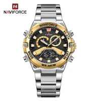 NAVIFORCE NF9207 Watches Stainless Steel Band LCD Display Quartz Man Wrist Watch Fashion Casual Male Clock