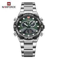 NAVIFORCE NF9207 Watches Stainless Steel Band LCD Display Quartz Man Wrist Watch Fashion Casual Male Clock
