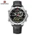 NAVIFORCE NF9208  man digital watch exclusive Genuine Leather Strap double display character watch - BlackSilver