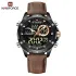 NAVIFORCE NF9208  man digital watch exclusive Genuine Leather Strap double display character watch - Brown