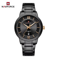 NAVIFORCE NF9254 Stainless Steel Luxury Fashion Elegant Business Luminous Calendar Quartz Watch For Men - Black