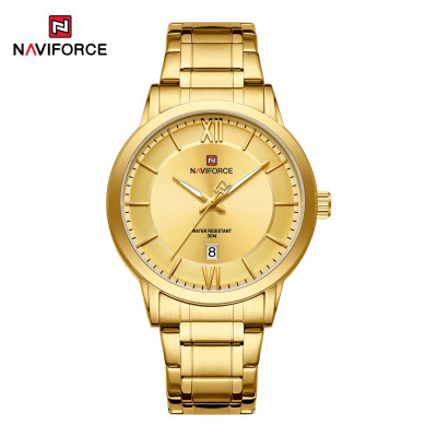 NAVIFORCE NF9254 Stainless Steel Luxury Fashion Elegant Business Luminous Calendar Quartz Watch For Men - Golden