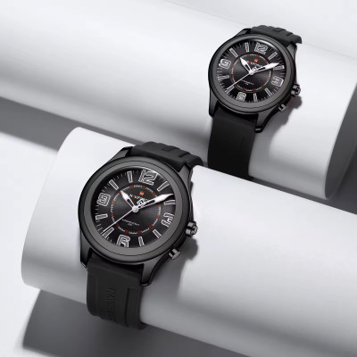 NAVIFORCE NF9256 Silicone Strap Unique Standard Design High Quality Quartz Watch For Couple - Black