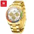 OLEVS 2939 Multifunctional Men's Watch Luxury Brand Colorful Diamond Waterproof dial High Quality Original Quartz Men's Watch - White & Golden