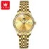 OLEVS 3625 Elegant Diamond Women's Watch Luxury Business Waterproof Stainless Steel Calendar Quartz Watch Exquisite Girls' Watch - Golden