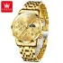 OLEVS 5529 Brand Men's Watch Waterproof Luminous Stainless Steel Lunar Phase Timing Code Watch New Quartz Men's Watch - Golden