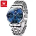 OLEVS 5529 Brand Men's Watch Waterproof Luminous Stainless Steel Lunar Phase Timing Code Watch New Quartz Men's Watch - SilverBlue