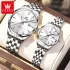 OLEVS 5598 Couple Watch Luxury Brand Waterproof Quartz Watch Fashion Diamond Calendar Date Week His and Her Couple Watch Gift - 5598C_Silver