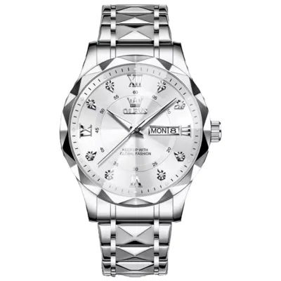 OLEVS 5609 Men's Watch Stainless Steel Fashion Business Calendar Waterproof diamond cart Mirror Quartz Watch Luxury Brand Men's Watch