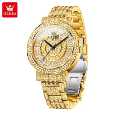 OLEVS 9904 Full Diamond Watch for Women Fashion Stainless Steel Ladies Wristwatch Luxury Elegant Original Quartz Women's Watches
