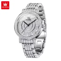 OLEVS 9904 Full Diamond Watch for Women Fashion Stainless Steel Ladies Wristwatch Luxury Elegant Original Quartz Women's Watches