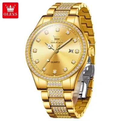 OLEVS 9905 All Diamond Luxury Brand Men's Quartz Watch Business Trend Automatic Date Waterproof Luminous Original Men's Watch