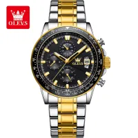 OLEVS TY705 Exclusive Design Men's Multifunctional Chronograph Quartz Watch - Black & Silver & Golden