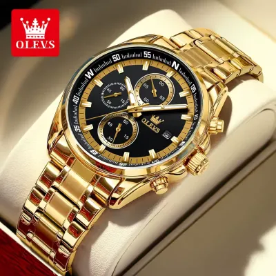 OLEVS TY713 Men's Multifunctional Chronograph Quartz Watch - Black & Golden