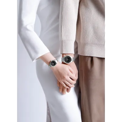 NAVIFORCE 9228 Fashion Wild Watch for Lover Stainless Steel Band Date Display Couple Wristwatch Quartz Water Resistant Business Clock - NF9228C_SilverBlack