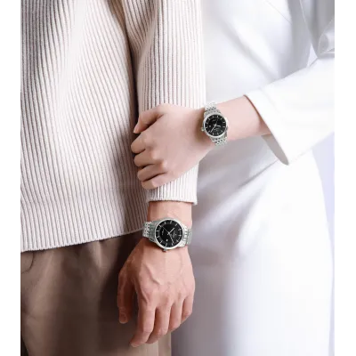 NAVIFORCE 9228 Fashion Wild Watch for Lover Stainless Steel Band Date Display Couple Wristwatch Quartz Water Resistant Business Clock - NF9228C_SilverBlack