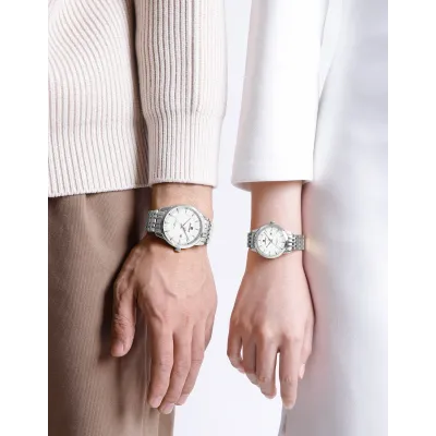 NAVIFORCE 9228 Fashion Wild Watch for Lover Stainless Steel Band Date Display Couple Wristwatch Quartz Water Resistant Business Clock - NF9228C_SilverWhite