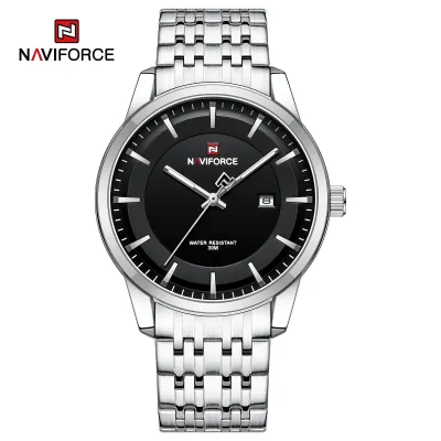 NAVIFORCE 9228 Fashion Wild Watch for Lover Stainless Steel Band Date Display Male Wristwatch Quartz Water Resistant Business Clock - NF9228G_SilverBlack