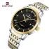 NAVIFORCE 9228 Fashion Wild Watch for Lover Stainless Steel Band Date Display Male Wristwatch Quartz Water Resistant Business Clock - NF9228G_SilverGoldenBlack