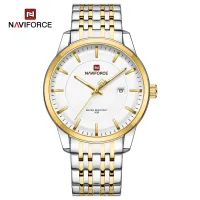 NAVIFORCE 9228 Fashion Wild Watch for Lover Stainless Steel Band Date Display Male Wristwatch Quartz Water Resistant Business Clock - NF9228G_SilverGoldenWhite