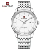 NAVIFORCE 9228 Fashion Wild Watch for Lover Stainless Steel Band Date Display Male Wristwatch Quartz Water Resistant Business Clock - NF9228G_SilverWhite
