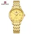 NAVIFORCE 9228 Fashion Wild Watch for Lover Stainless Steel Band Date Display Female Wristwatch Quartz Water Resistant Business Clock - NF9228L_Golden