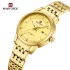 NAVIFORCE 9228 Fashion Wild Watch for Lover Stainless Steel Band Date Display Female Wristwatch Quartz Water Resistant Business Clock - NF9228L_Golden